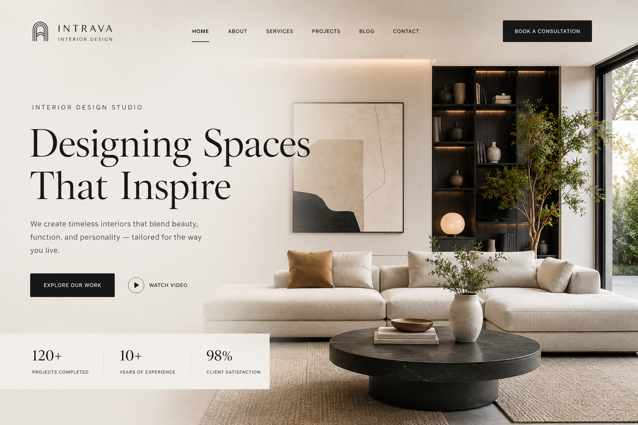 Intrava Interior Design, client website built by SearchCombat